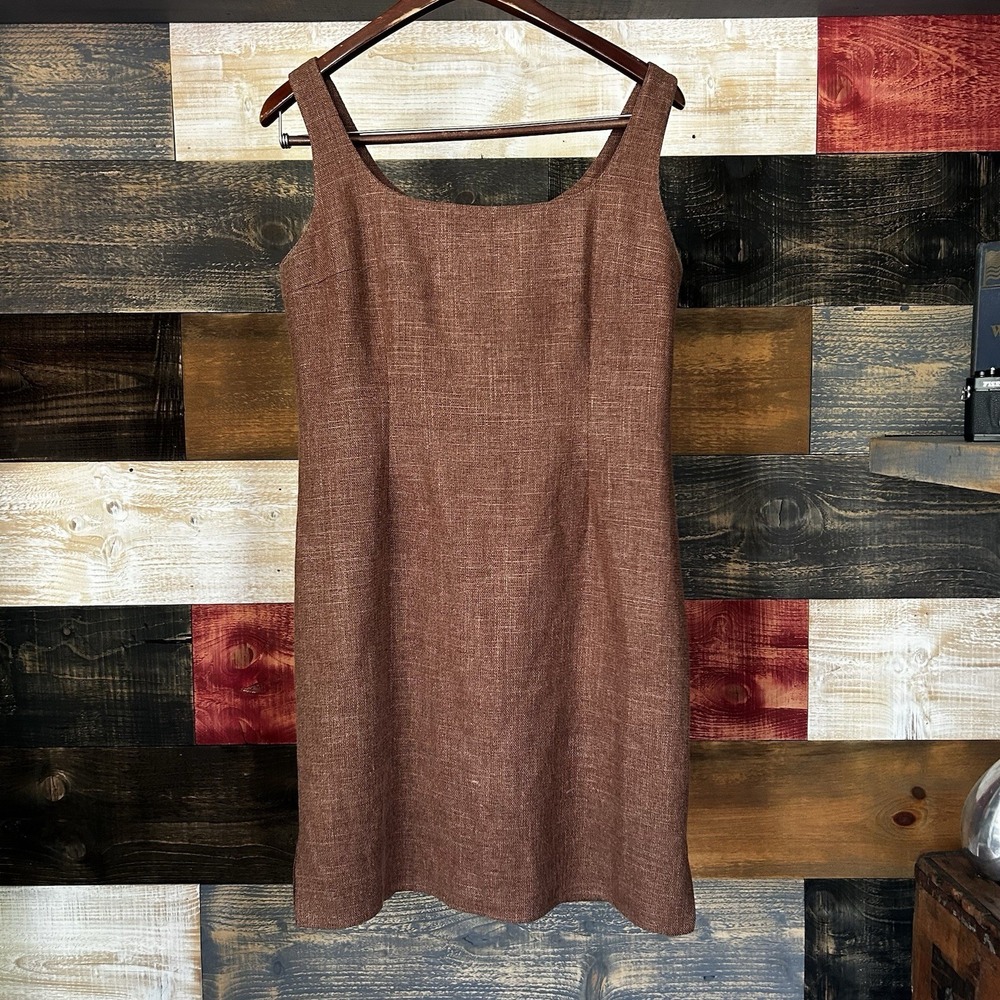 Genny Italy Gianni Versace Wool Silk Mohair Dress Twill BrownTank Mini Dress